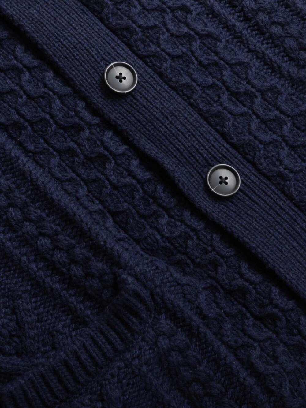 J.Crew Lambswool Blend Cable Knit Cardigan Sweater Men L Navy Blue Shawl - Picture 3 of 5